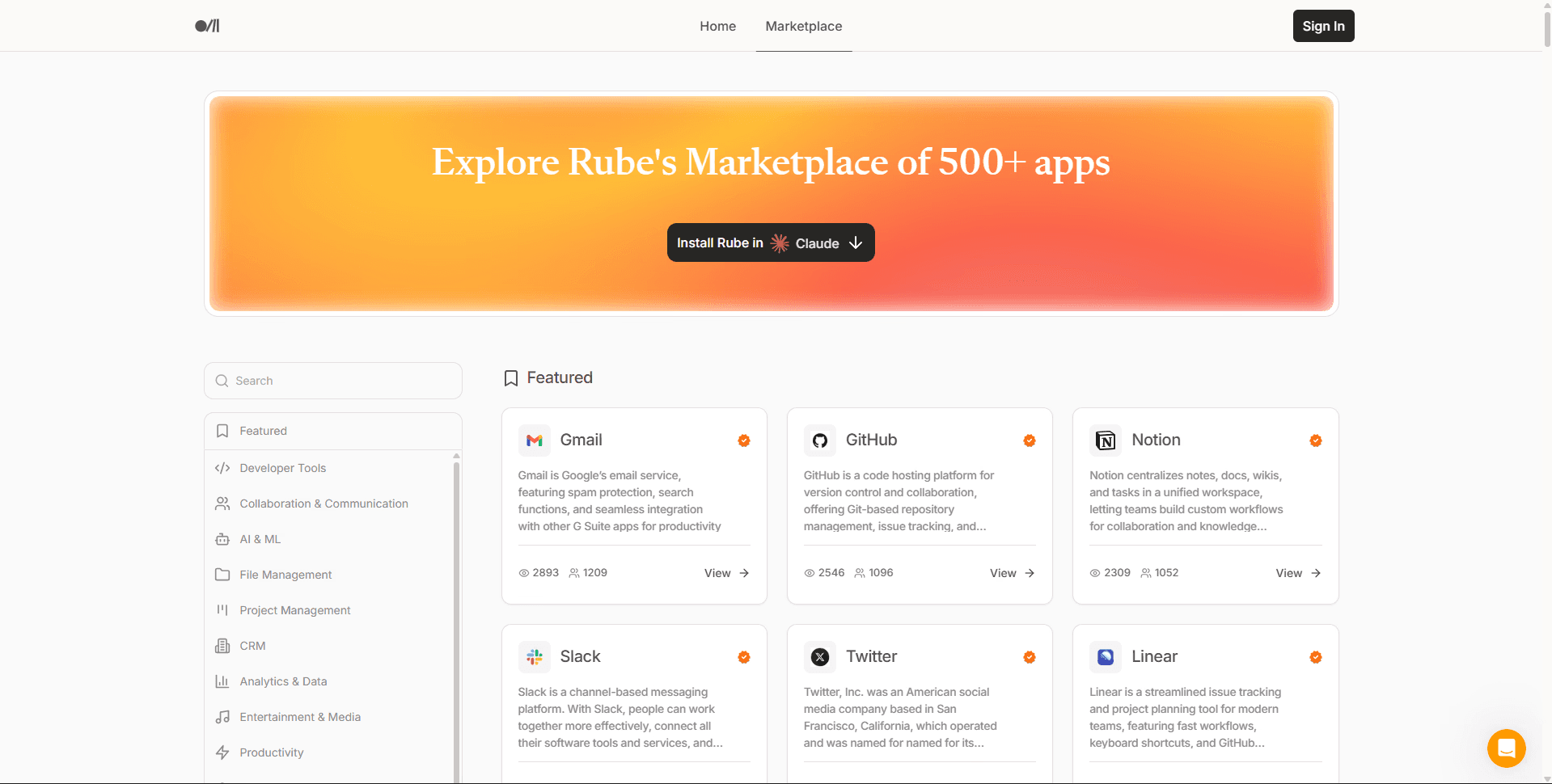 Rube Marketplace
